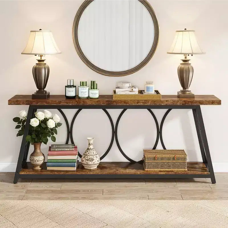 Tavolo Console Lungo 180 cm con Piedini Regolabili Tavolo d'Appoggio Multifunzionale