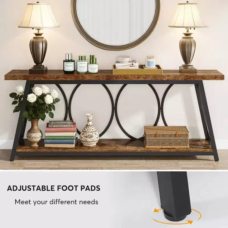 Tavolo Console Lungo 180 cm con Piedini Regolabili Tavolo d'Appoggio Multifunzionale