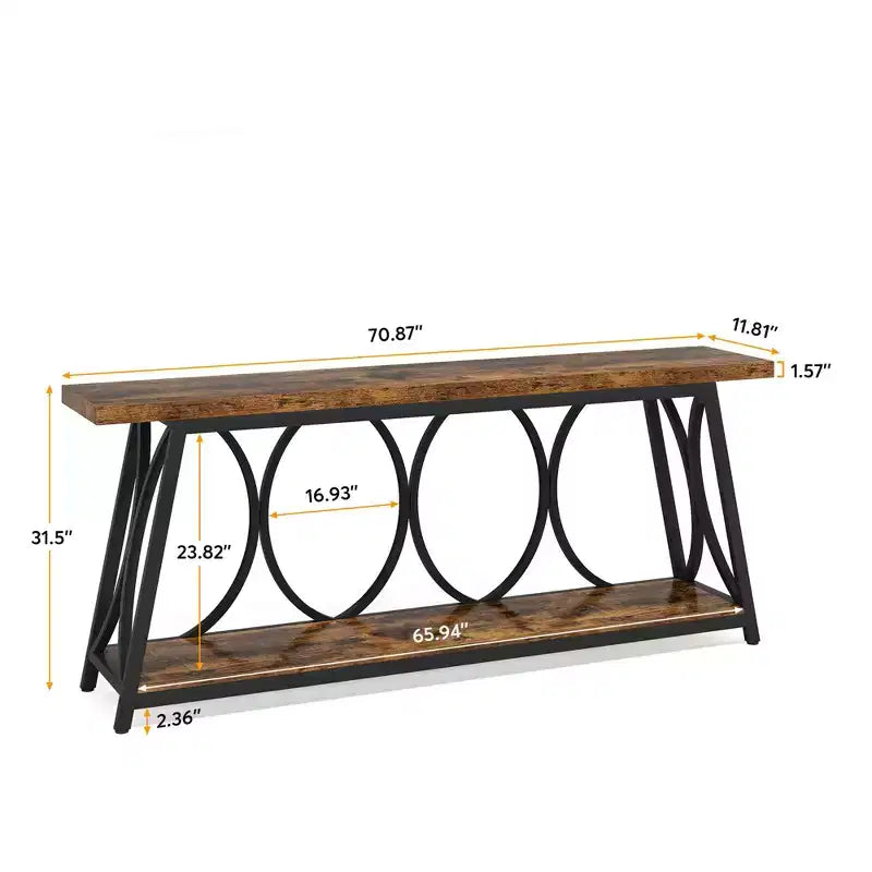 Tavolo Console Lungo 180 cm con Piedini Regolabili Tavolo d'Appoggio Multifunzionale