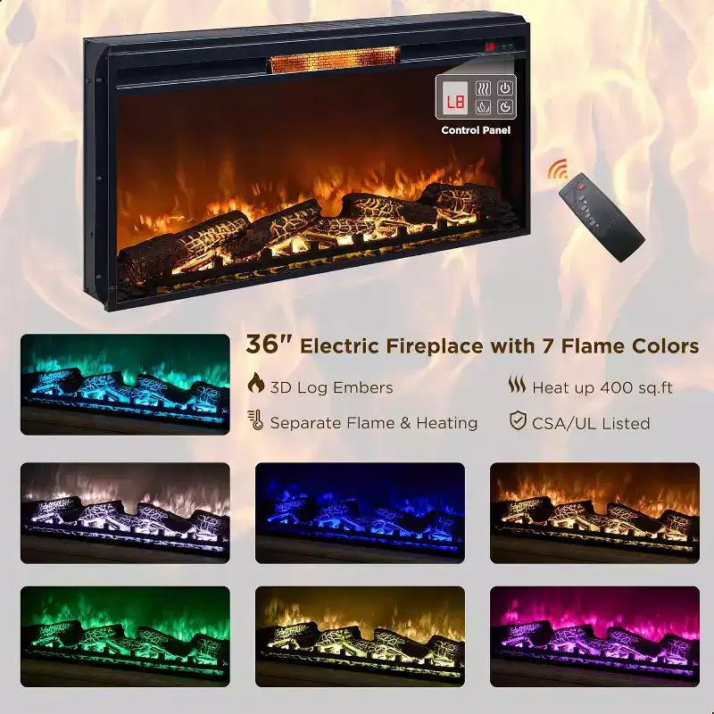 Mobile porta TV con caminetto da 75", centro multimediale con caminetto, telecomando, 7 tipi di fiamme 3D e luci a LED, 2 cassetti, porta scorrevole a fienile