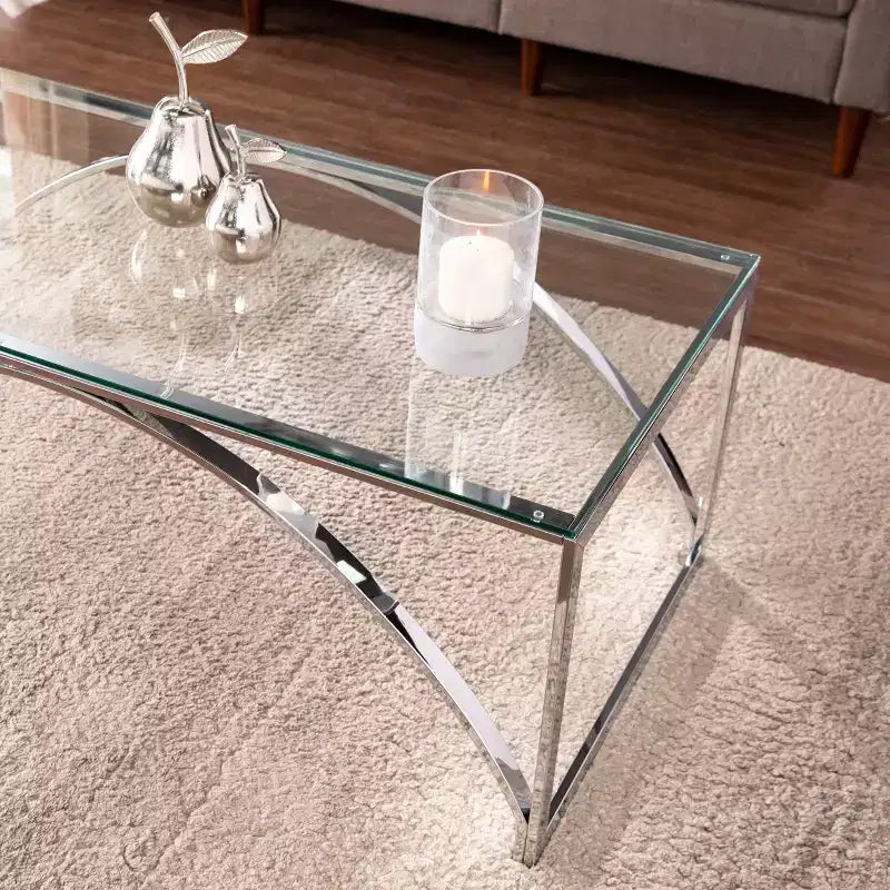 Tavolino da cocktail con piano in vetro - Antracite