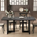 Tavolo da pranzo da cucina in stile rustico 67 x 33,5, tavolo quadrato nero con gambe in rattan intrecciato per cucina, bar, soggiorno