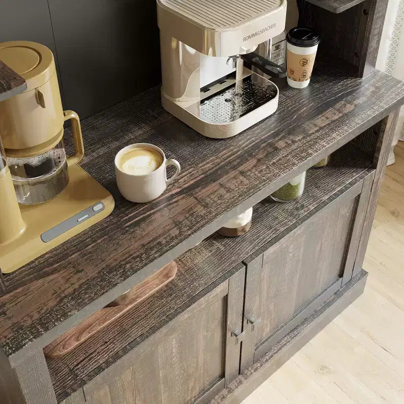 Mobile credenza da cucina da 72 pollici con contenitore, mobile bar da caffè con luci LED