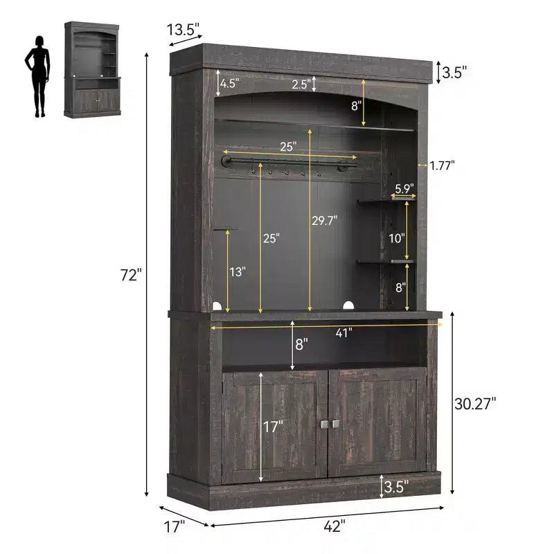 Mobile credenza da cucina da 72 pollici con contenitore, mobile bar da caffè con luci LED