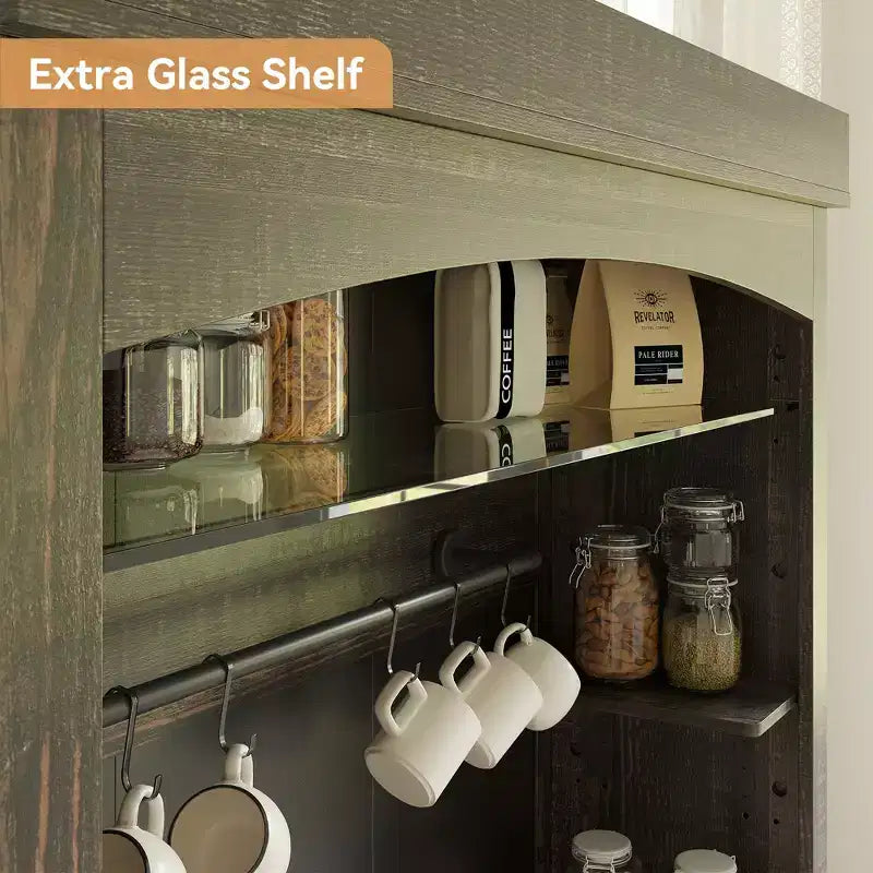 Mobile credenza da cucina da 72 pollici con contenitore, mobile bar da caffè con luci LED