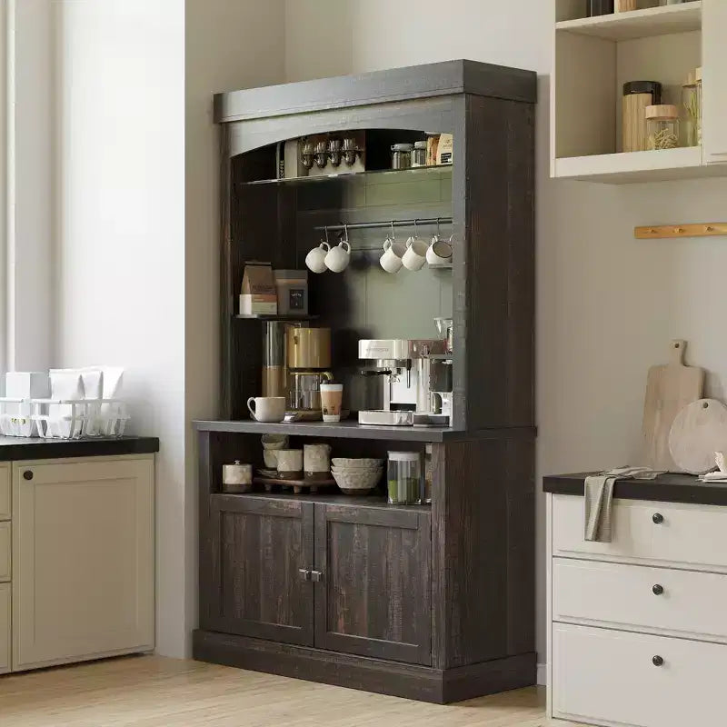 Mobile credenza da cucina da 72 pollici con contenitore, mobile bar da caffè con luci LED