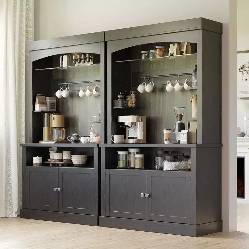 Mobile credenza da cucina da 72 pollici con contenitore, mobile bar da caffè con luci LED