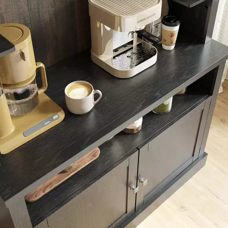Mobile credenza da cucina da 72 pollici con contenitore, mobile bar da caffè con luci LED