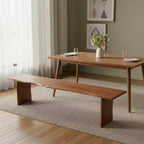 Panca da pranzo 60 Brown in legno massello con bordo naturale
