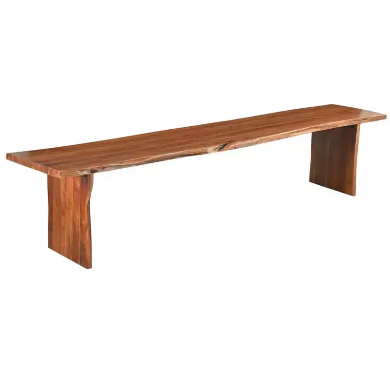 Panca da pranzo 60 Brown in legno massello con bordo naturale