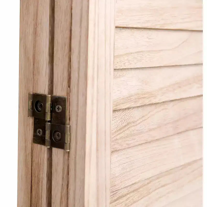 Divisorio a 4 pannelli in legno massello pieghevole, colore naturale, per casa e ufficio 140x165 cm