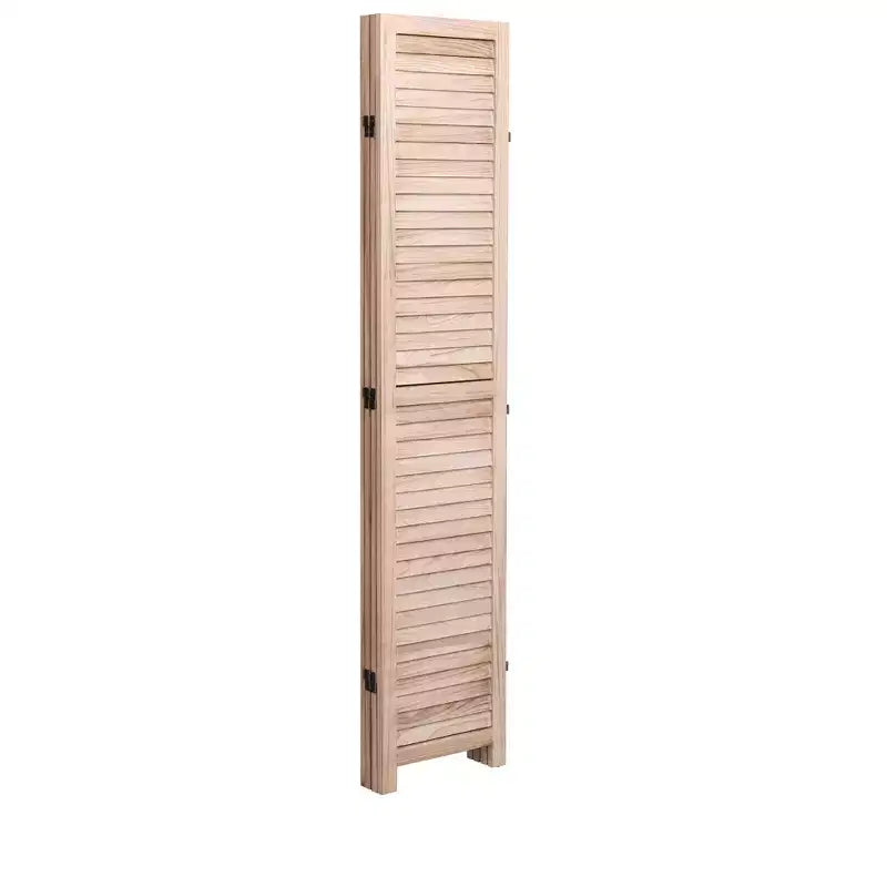 Divisorio a 4 pannelli in legno massello pieghevole, colore naturale, per casa e ufficio 140x165 cm