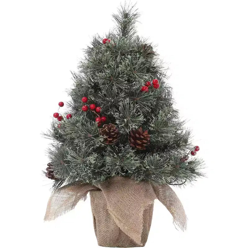 Acekool 24-Inch Snow-Touched Tabletop Tree: Ready-to-Glow Seasonal Display