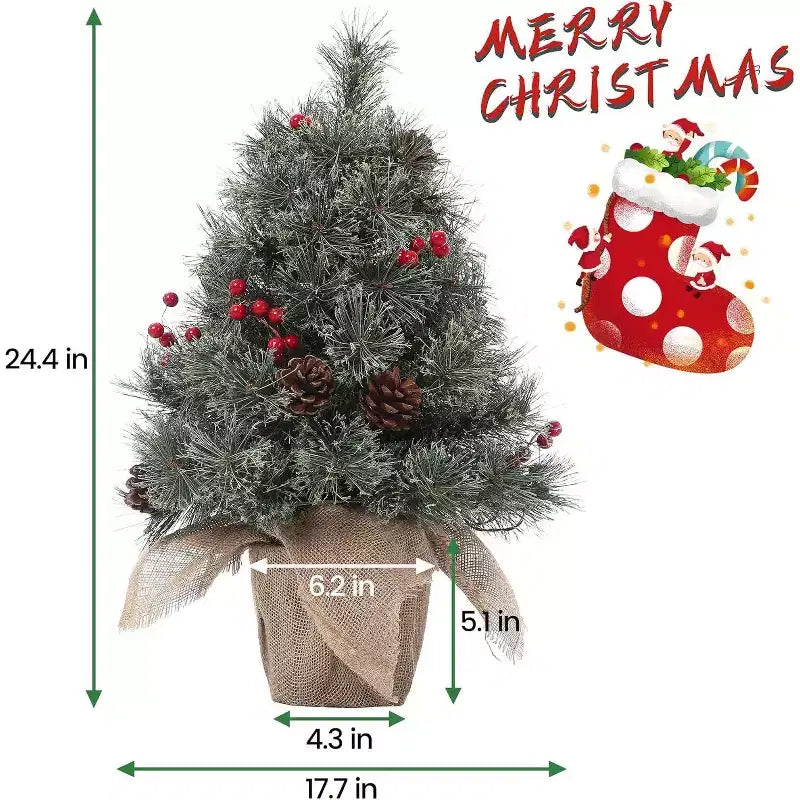 Albero da Tavolo Innevato da 24 Pollici: Decorazione Stagionale Pronta per Risplendere