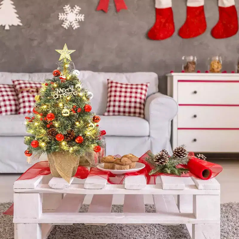 Albero da Tavolo Innevato da 24 Pollici: Decorazione Stagionale Pronta per Risplendere
