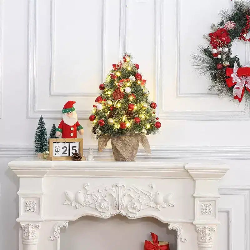Albero da Tavolo Innevato da 24 Pollici: Decorazione Stagionale Pronta per Risplendere