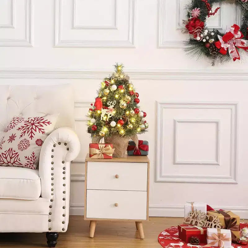 Albero da Tavolo Innevato da 24 Pollici: Decorazione Stagionale Pronta per Risplendere