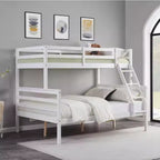 Twin over Full Bunk Bed with Ladder  Wooden Frame with High Guardrails for Kids  No Box Spring Needed  Sturdy and Space-Saving  White