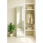 Armadio Guardaroba Modulare Sottile in Legno con Specchio, Colore Bianco