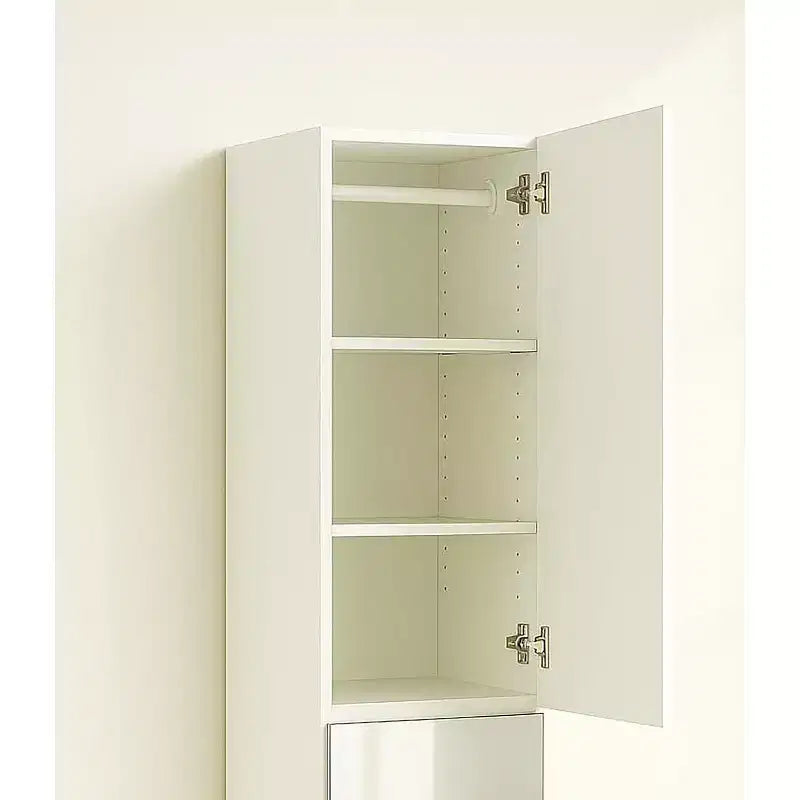 Armadio Guardaroba Modulare Sottile in Legno con Specchio, Colore Bianco
