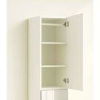 Armadio Guardaroba Modulare Sottile in Legno con Specchio, Colore Bianco