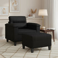 vidaXL Sofa Chair With Footstool Black Faux leather, metal, plywood Single