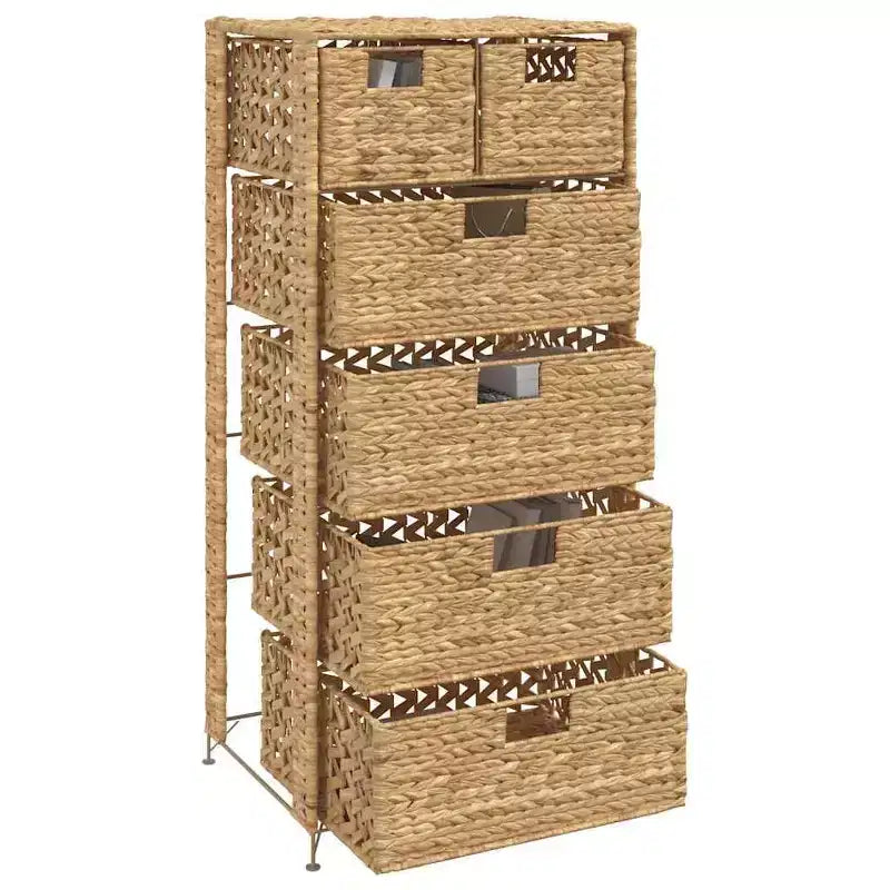 vidaXL Storage Unit Storage Chest Organizer with 6 Baskets Water Hyacinth - 18.5 x 14.6 x 39.4