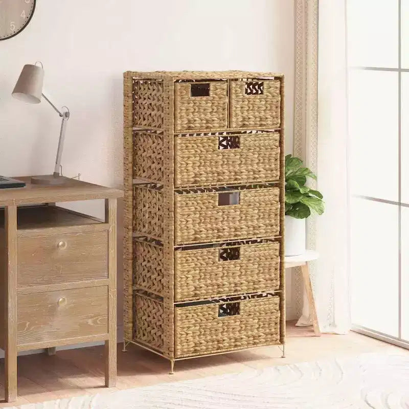 Mobile Contenitore con 6 Cesti in Giacinto d'Acqua - 18,5 x 14,6 x 39,4