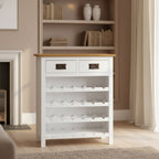 vidaXL Wine Cabinet Bottle Holder 2 Drawers Floor Wine Cabinet Solid Oak Wood
