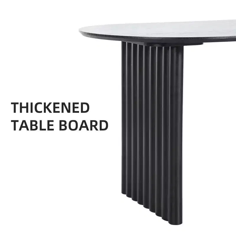 Tavolo da pranzo ovale in legno 67 x 33.5 per cucina con piano antigraffio e gambe a strisce, stile moderno coloniale, per soggiorno e cucina, colore nero