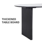 Tavolo da pranzo ovale in legno 67 x 33.5 per cucina con piano antigraffio e gambe a strisce, stile moderno coloniale, per soggiorno e cucina, colore nero