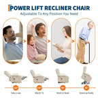 Poltrona Reclinabile Elettrica con Funzione Power Lift, Massaggio e Riscaldamento, per Anziani, con Alzata Assistita, Portabicchieri e Tasca Laterale, per Soggiorno