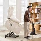 Poltrona Reclinabile Elettrica con Funzione Power Lift, Massaggio e Riscaldamento, per Anziani, con Alzata Assistita, Portabicchieri e Tasca Laterale, per Soggiorno