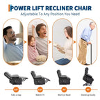 Poltrona Reclinabile Elettrica con Funzione Power Lift, Massaggio e Riscaldamento, per Anziani, con Alzata Assistita, Portabicchieri e Tasca Laterale, per Soggiorno