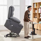 Poltrona Reclinabile Elettrica con Funzione Power Lift, Massaggio e Riscaldamento, per Anziani, con Alzata Assistita, Portabicchieri e Tasca Laterale, per Soggiorno