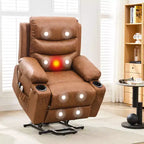 Poltrona Reclinabile Elettrica con Funzione Power Lift, Massaggio e Riscaldamento, per Anziani, con Alzata Assistita, Portabicchieri e Tasca Laterale, per Soggiorno