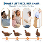 Poltrona Reclinabile Elettrica con Funzione Power Lift, Massaggio e Riscaldamento, per Anziani, con Alzata Assistita, Portabicchieri e Tasca Laterale, per Soggiorno