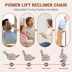 Poltrona Reclinabile Elettrica con Funzione Power Lift, Massaggio e Riscaldamento, per Anziani, con Alzata Assistita, Portabicchieri e Tasca Laterale, per Soggiorno