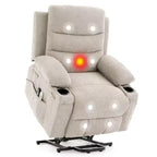 Poltrona Reclinabile Elettrica con Funzione Power Lift, Massaggio e Riscaldamento, per Anziani, con Alzata Assistita, Portabicchieri e Tasca Laterale, per Soggiorno