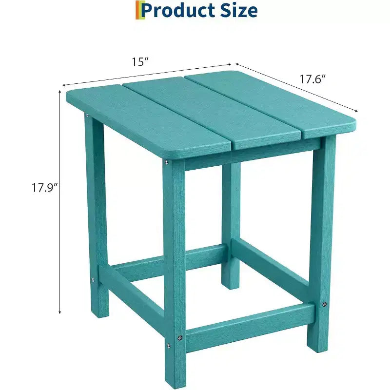 Tavolino quadrato da esterno in HDPE - Tavolino laterale Adirondack resistente per spiaggia, veranda - Resistente alle intemperie e facile da montare