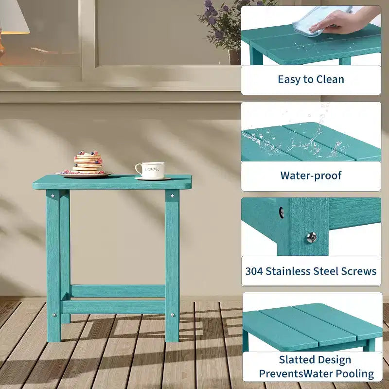 Tavolino quadrato da esterno in HDPE - Tavolino laterale Adirondack resistente per spiaggia, veranda - Resistente alle intemperie e facile da montare