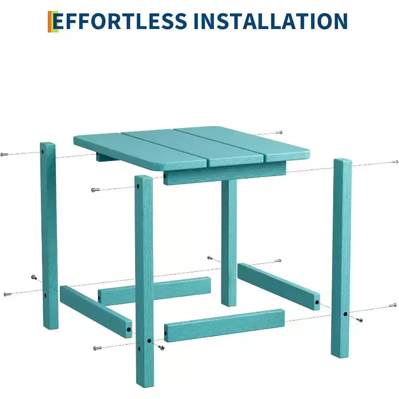 Tavolino quadrato da esterno in HDPE - Tavolino laterale Adirondack resistente per spiaggia, veranda - Resistente alle intemperie e facile da montare