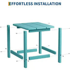 Tavolino quadrato da esterno in HDPE - Tavolino laterale Adirondack resistente per spiaggia, veranda - Resistente alle intemperie e facile da montare