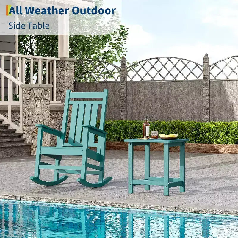 Tavolino quadrato da esterno in HDPE - Tavolino laterale Adirondack resistente per spiaggia, veranda - Resistente alle intemperie e facile da montare