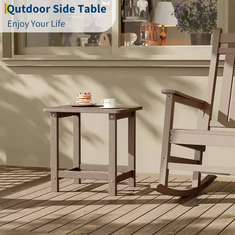 Tavolino quadrato da esterno in HDPE - Tavolino laterale Adirondack resistente per spiaggia, veranda - Resistente alle intemperie e facile da montare