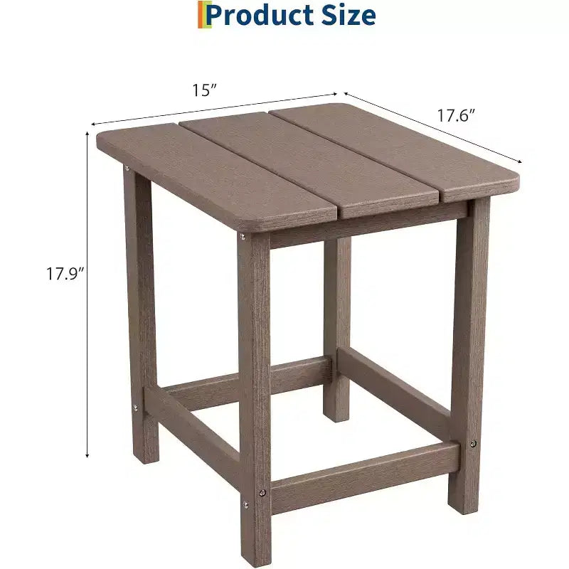 Tavolino quadrato da esterno in HDPE - Tavolino laterale Adirondack resistente per spiaggia, veranda - Resistente alle intemperie e facile da montare