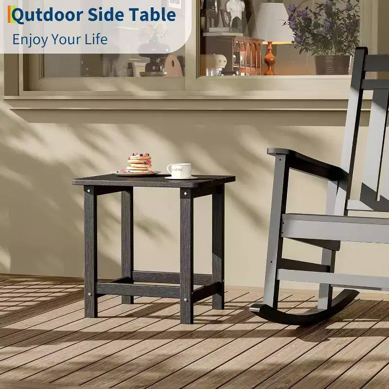 Tavolino quadrato da esterno in HDPE - Tavolino laterale Adirondack resistente per spiaggia, veranda - Resistente alle intemperie e facile da montare
