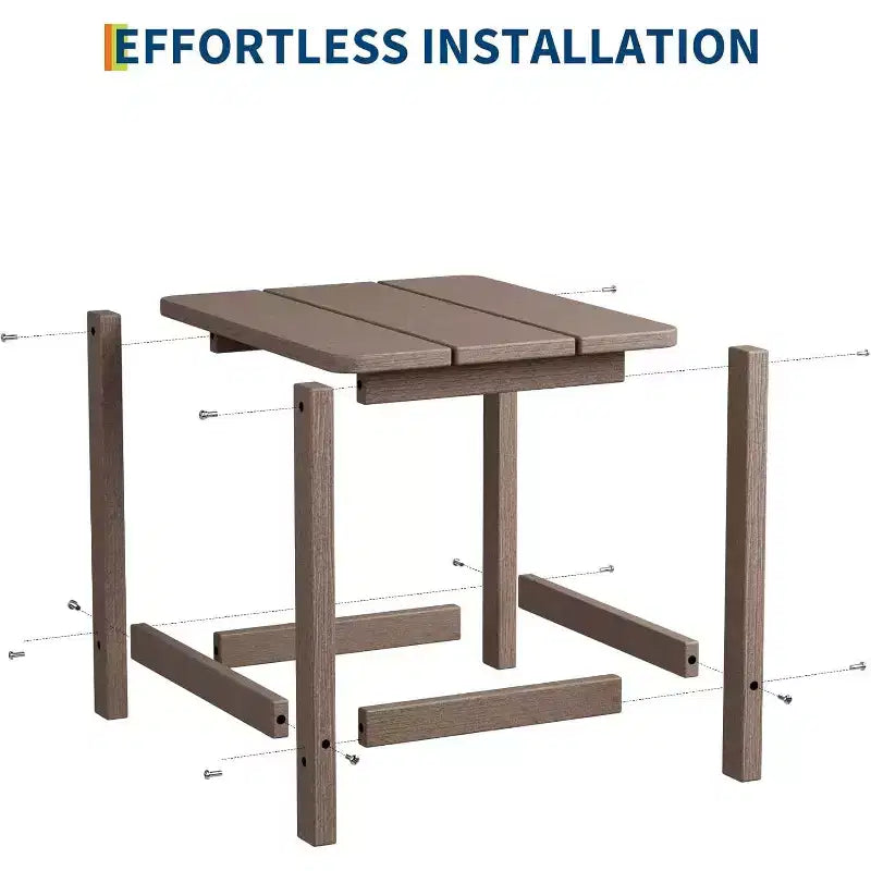 Tavolino quadrato da esterno in HDPE - Tavolino laterale Adirondack resistente per spiaggia, veranda - Resistente alle intemperie e facile da montare