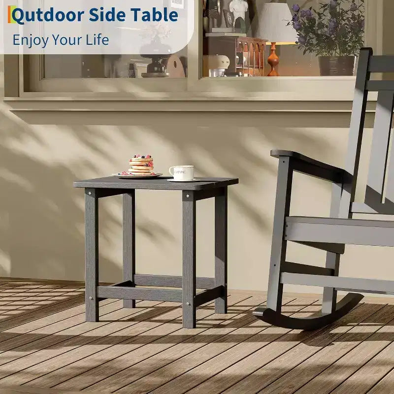 Tavolino quadrato da esterno in HDPE - Tavolino laterale Adirondack resistente per spiaggia, veranda - Resistente alle intemperie e facile da montare