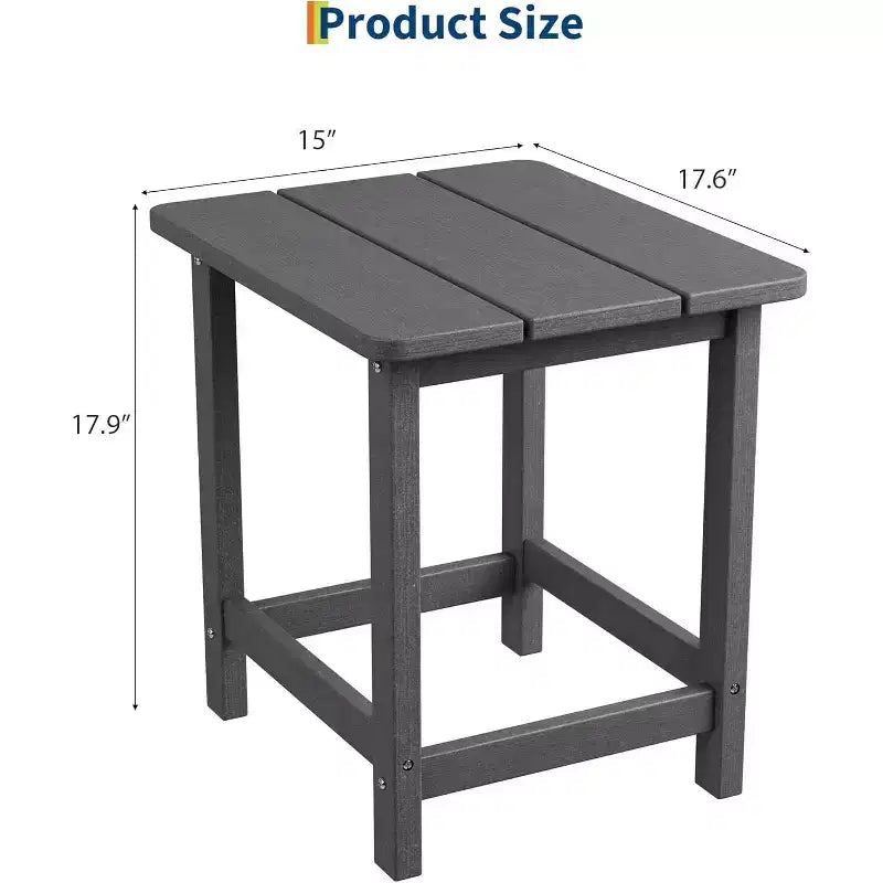 Tavolino quadrato da esterno in HDPE - Tavolino laterale Adirondack resistente per spiaggia, veranda - Resistente alle intemperie e facile da montare
